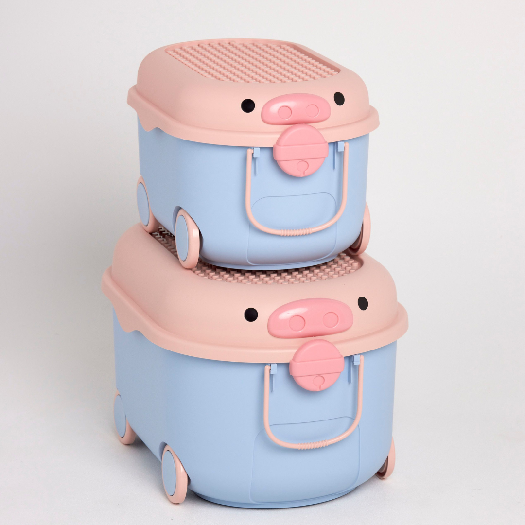 Ride a Long Storage - Blue &amp; Pink Pig - Medium